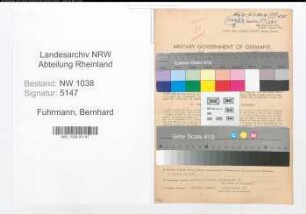 Entnazifizierung Bernhard Fuhrmann , geb. 23.11.1892 (Postbeamter)