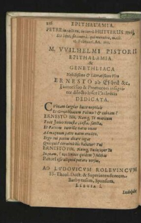 Epithalamia & Genethliaca ... Ernesto ab Esebeck ...