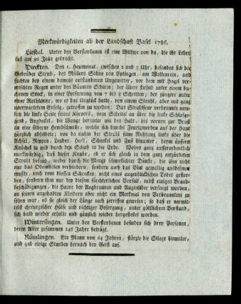 Merkwürdigkeiten ab der Landschaft Basel 1786