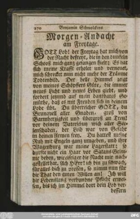 Morgen-Andacht am Freytage.
