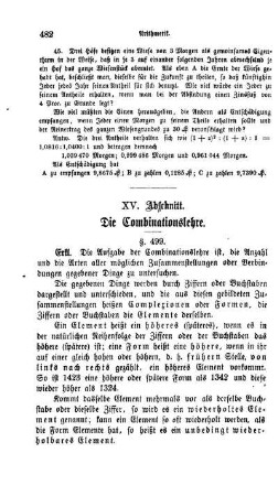 XV. Abschnitt. Die Combinationslehre.