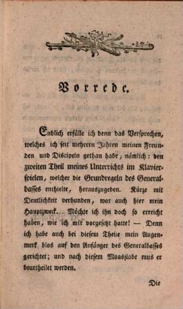 Georg Friedrich Wolf's, Hochgräfl. Stolberg-Stolbergischen Kapellmeisters, Unterricht im Klavierspielen, Zweiter Theil. Welcher die Grundregeln des Generalbasses enthält