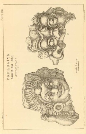 Plate XXXI. Pankuliya. Building No. 21. Stucco heads.