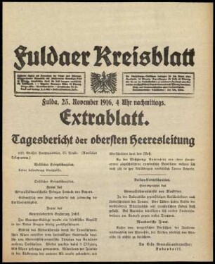 Ausgabe vom Samstag, den 25. November 1916.