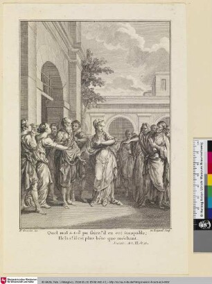 [Illustration zu Texten von Voltaire - Eine Szene aus der Tragödie "Socrates"]