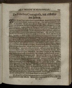 De Febrius Contagios, von ansteckenden Fiebern.