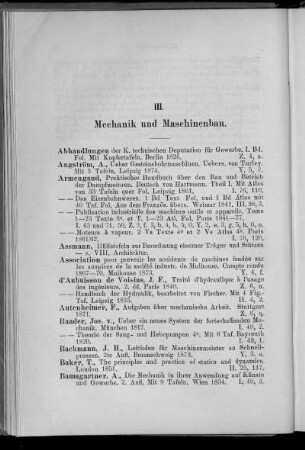 III. Mechanik und Maschinenbau