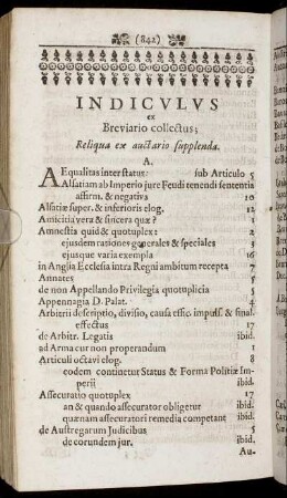 Indiculus ex Breviario collectus