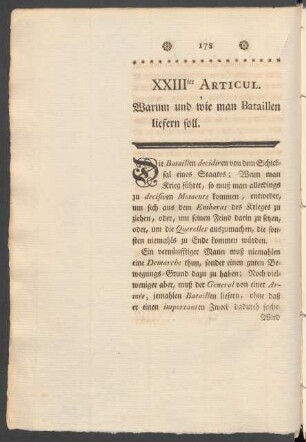 XXIIIter Articul. Warum und wie man die Bataillen liefern soll