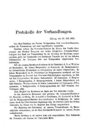 Protokoll über die Eröffnungssitzung - Mitteilung über die Veränderungen