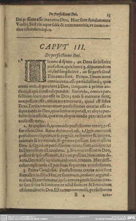 Caput III. De perfectione Dei