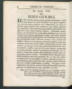 Ex Artic. XVI. De Rebus Civilibus.
