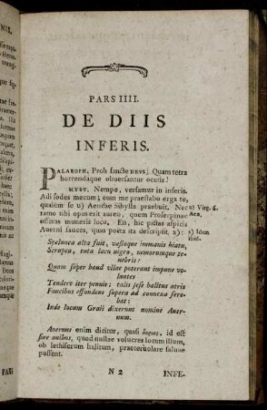 Pars IIII. De Diis inferis.