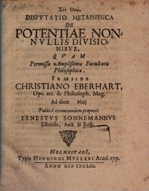 Disp. de potentiae nonnullis divisionibus