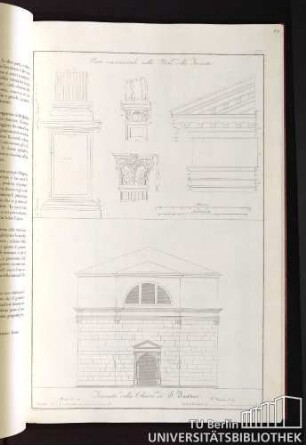 Parti ornamentali nella Porta della Facciata. Facciata della Chiesa di S. Fantino.