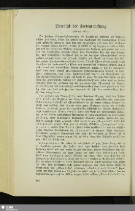 Überblick der Fortentwicklung : (bis um 1815)