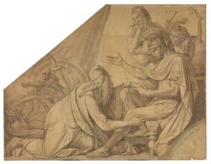 Priamos bittet Achill um den Leichnam seines Sohnes Hektor. Karton zu den Deckenbildern der Münchner Glyptothek