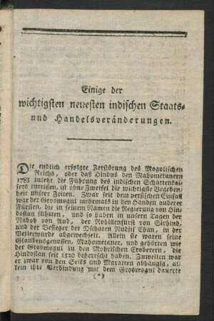 Einige der wichtigsten neuesten indischen Staats- und Handelsveränderungen