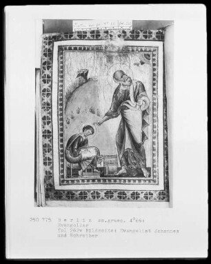 Tetraevangelion — Zwei Autorenbilder aus einer etwas älteren Handschrift — Evangelist Johannes und Prochoros, Folio 262verso
