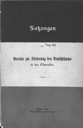 Satzungen des Vereins zur Förderung des Deutschtums in den Ostmarken