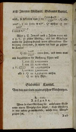 Siebentes Kapitel. Von den unreinen quadratischen Gleichungen.