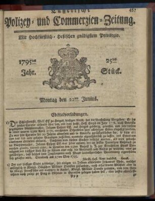 25tes Stueck, Montag den 22ten Junius 1795