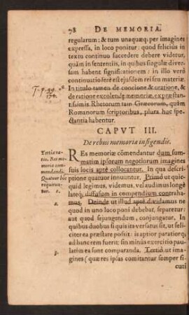 Caput III. De rebus memoriae insigendis.