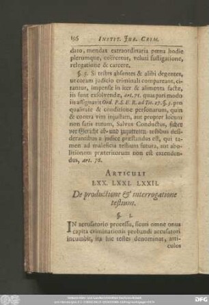Articuli LXX. LXXI. LXXII. De productione & interrogatione testium.