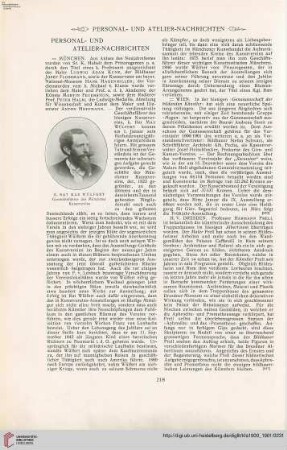 Personal- u. Atelier-Nachrichten - Von Ausstellungen und Sammlungen - Denkmäler - Vermischtes – Kunstlitteratur