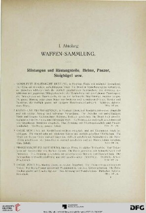 1. Abteilung: Waffen-Sammlung (Nr. 1 – 943)