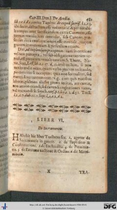 Liber VI. De Sacramentis.