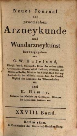 Journal der practischen Heilkunde. 35 = Bd. 28. 1812