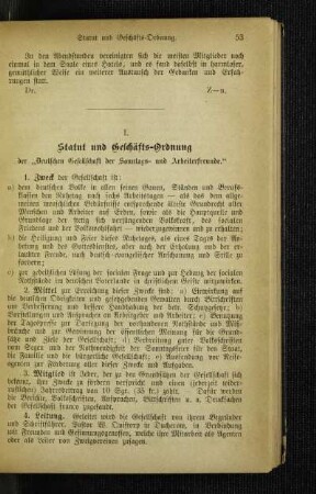 Statut und Geschäfts-Ordnung : der "Deutschen Gesellschaft der Sonntags- und Arbeiterfreunde"