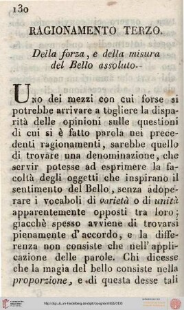 III. Della forza, e della misura del Bello assoluto