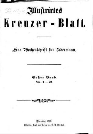 Illustrirtes Kreuzerblatt : eine Wochenschrift für jedermann. 1868/69 = Bd. 1