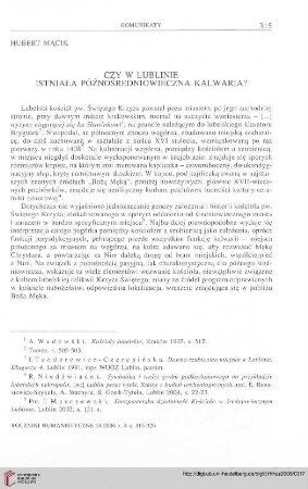 54: Czy w Lublinie istniała późnośredniowieczna kalwaria?