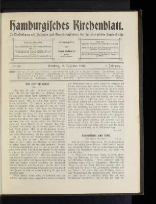 Nr. 38. Hamburg, 18. Dezember 1904. 1. Jahrgang.