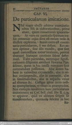 Cap. VI. De particularum imitatione