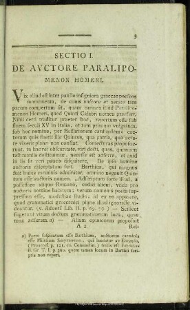 Sectio I. De Auctore Paralipomenon Homeri