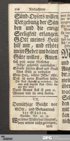 VII. Demüthige Beicht vor Gott, und Bekanntnuß der Sünden.