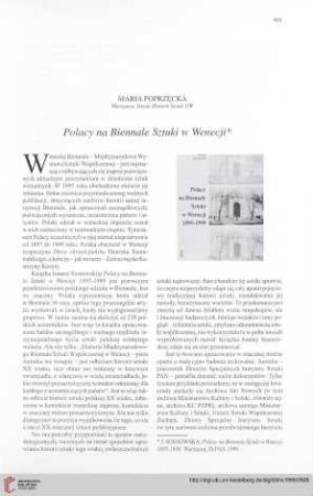 [Rezension von: Polacy na Biennale Sztuki w Wenecji]