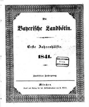 Bayerische Landbötin. 1841, 1