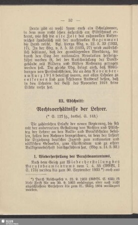III. Abschnitt: Rechtsverhältnisse der Lehrer