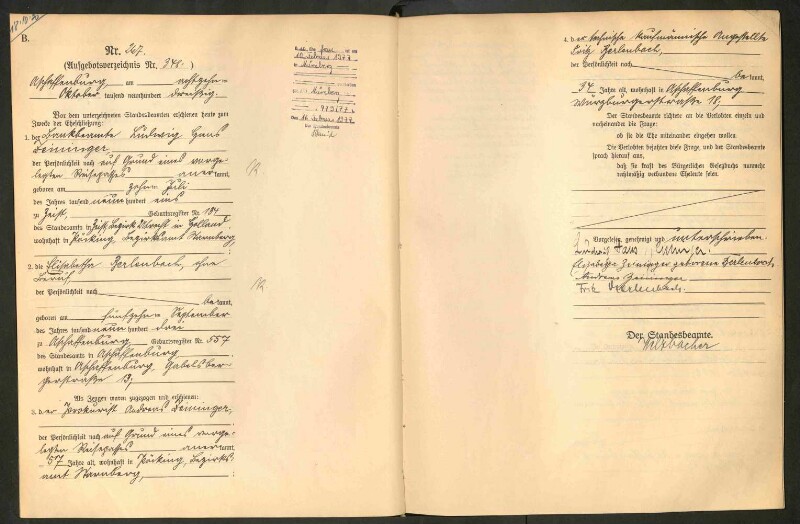 Standesamtsbuch der Stadt Aschaffenburg: Eheschließungen 252/1930 - 130/1931