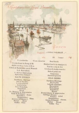 Menükarte : Lunch, Dampfer "Kaiser Wilhelm II."