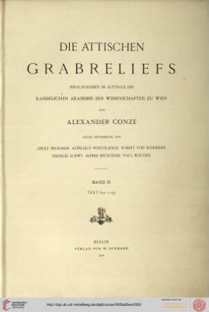 Band II, Text: Die attischen Grabreliefs