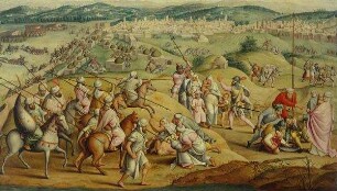 Die Eroberung und Plünderung von Tunis (Der Kriegszug Kaiser Karls V. gegen Tunis 1535). Kopie nach den Kartons (8. Karton) für die Tapisserie-Serie für Karl V. (10. Teppich der "editio princeps" 1548-1554 von Wilhelm de Pannemaker)