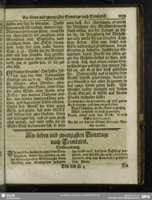 Am sieben und zwanzigsten Sonntage nach Trinitatis