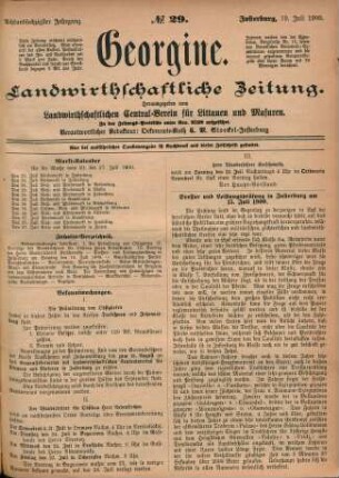 Achtundsechzigster Jahrgang. No. 29. Insterburg, 19. Juli 1900.