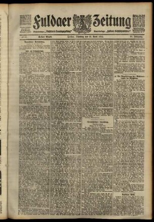 Erste Ausgabe vom Dienstag, den 23. April 1912.